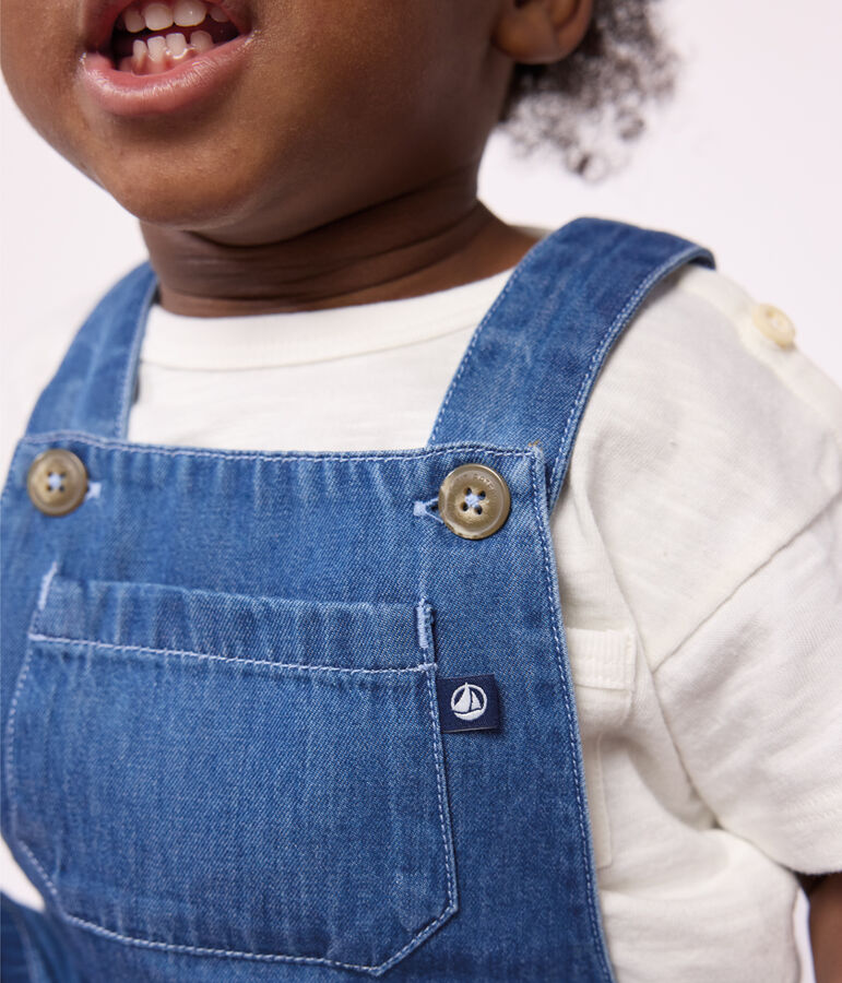 Babies' Light Denim Dungaree Shorts DENIM CLAIR blue