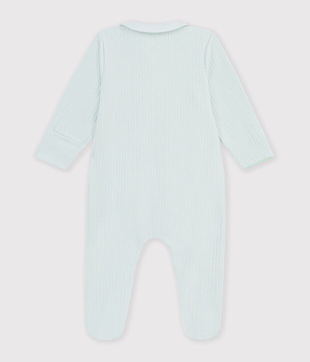Babies' plain velour pyjama suit with a collar SPRAY
