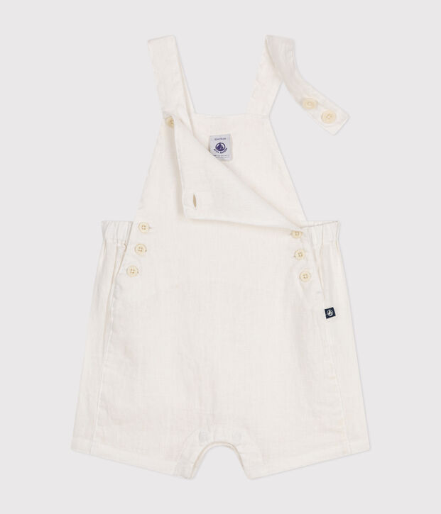 Babies' Short Linen Dungarees white