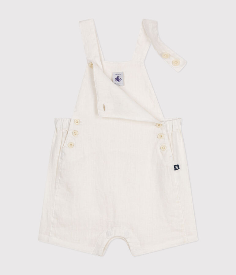 Babies' Short Linen Dungarees white