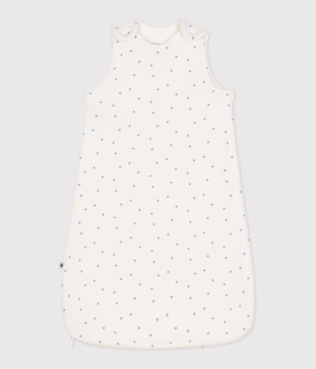Baby sleeping bag in printed cotton TOG 1.5 white/blue