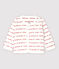 Petit Bateau Babies' Organic Cotton Cardigan With Woven "Je t'aime" MARSHMALLOW white/TERKUIT red