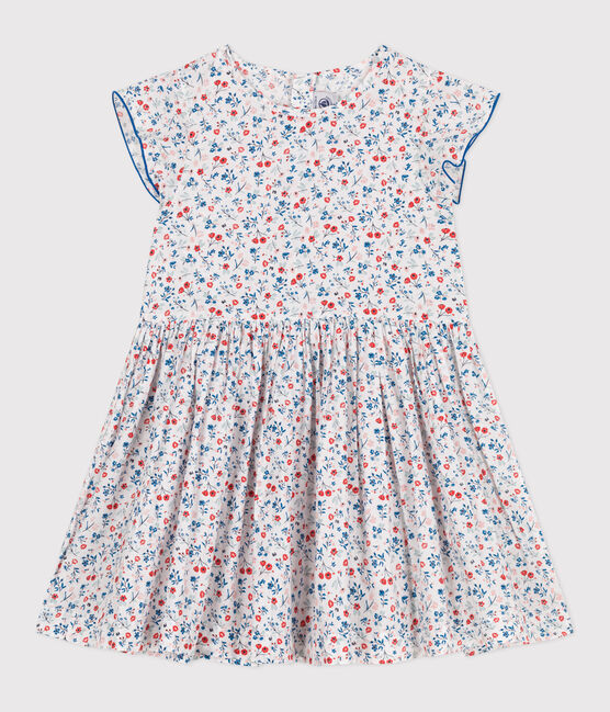 Children's short-sleeved floral cotton dress MARSHMALLOW white/MULTICO white