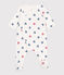 Babies' stripy heart-patterned cotton pyjamas MARSHMALLOW white/MULTICO white