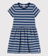 Girls' Stripy Short-Sleeved Cotton Dress