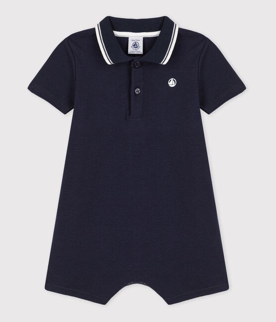 Babies' Cotton Short Playsuit SMOKING blue