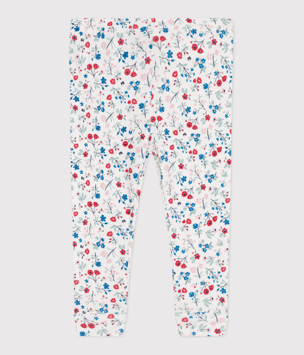 Babies' floral print cotton leggings white/multicolor
