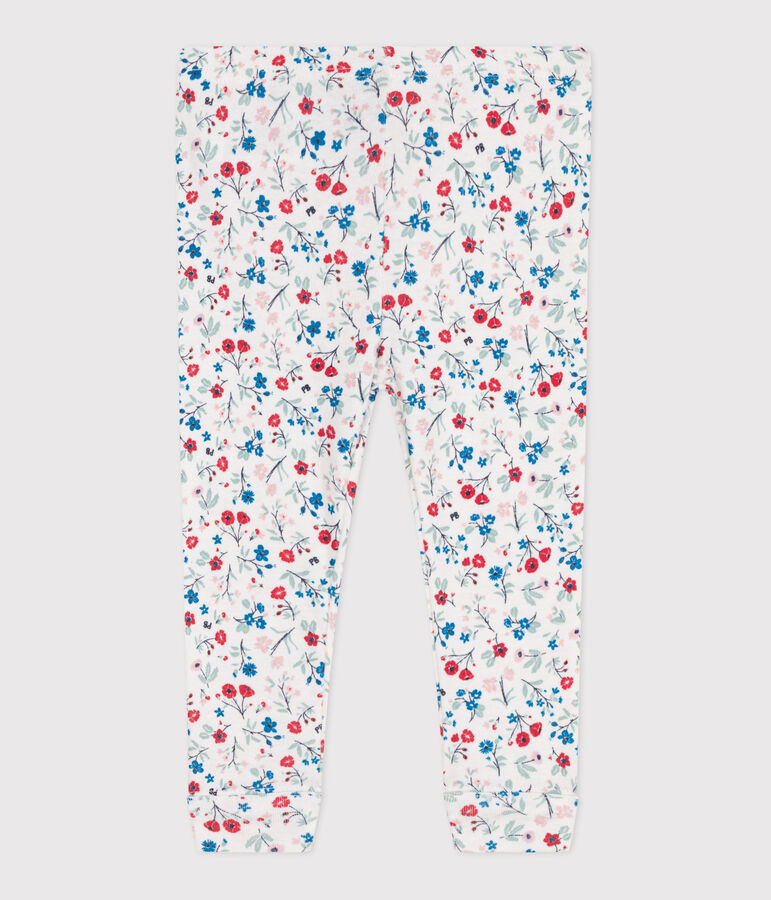 Babies' floral print cotton leggings white/multicolor