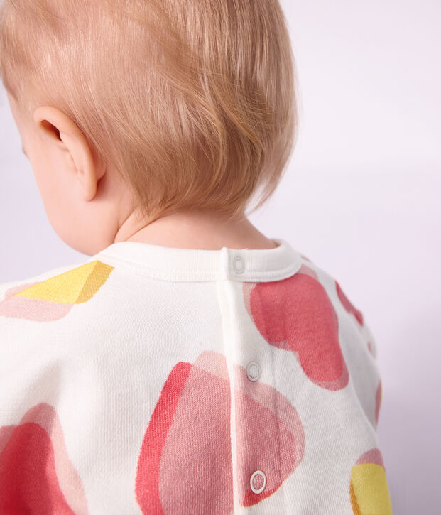 Babies' heart-print cotton sweatshirt white/multicolor