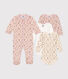 Babies' gift set containing pyjamas and three floral bodysuits