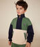 Little boys' shawl collar fleece sweatshirt Ecru/multicolor