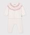 Jacquard knit outfit for babies Ecru/pink