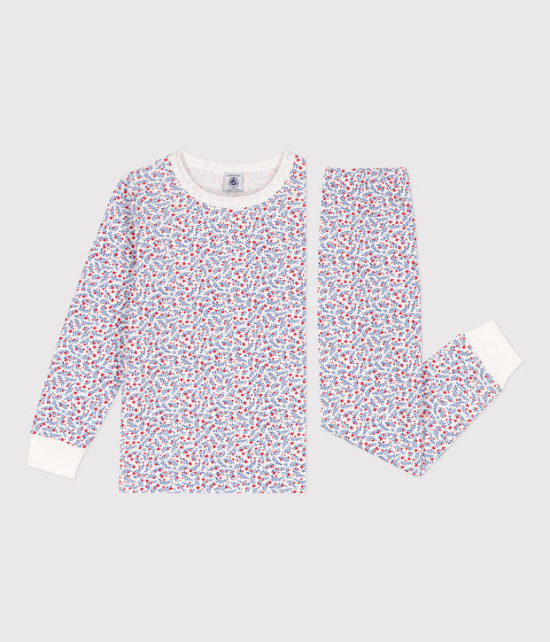 Girls' Floral Cotton Pyjamas white/multicolor