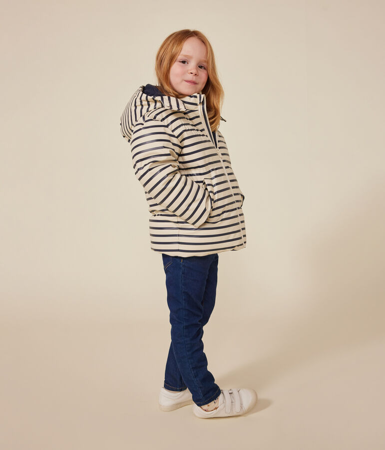 Children's unisex puffer jacket Ecru/blue