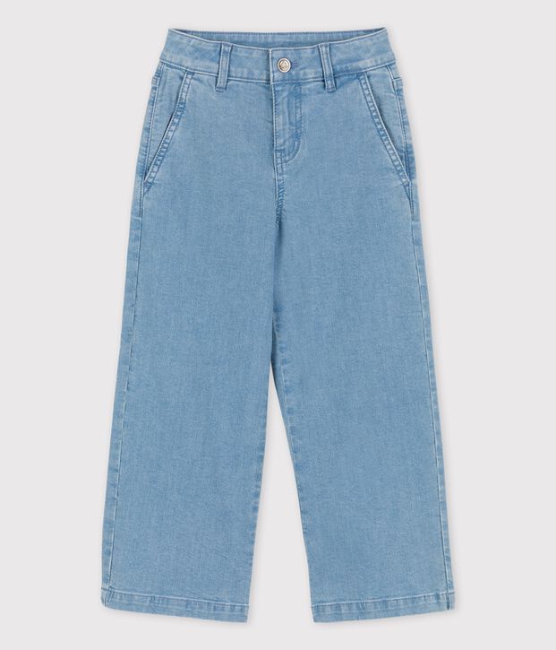 Girls' Organic Light Denim Flared Trousers blue