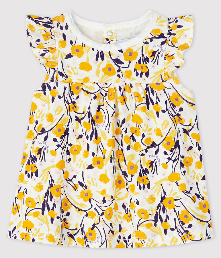 Baby girl's short-sleeved blouse MARSHMALLOW white/MULTICO white