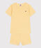 Children's short stripy cotton pyjamas BLE yellow/MARSHMALLOW white