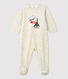 Babies' Plain Beige Velour Sleepsuit