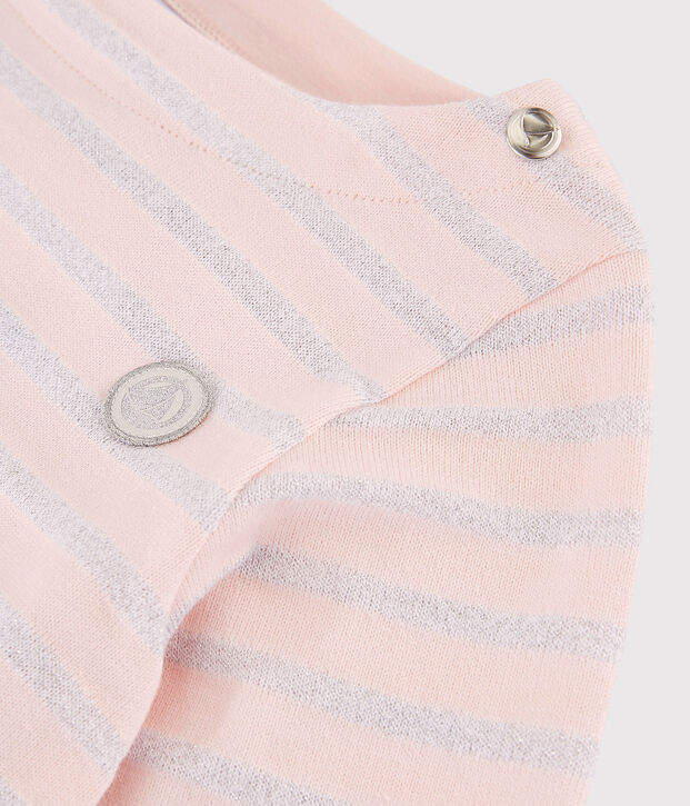 Girls' Jersey Sailor Top pink/grey