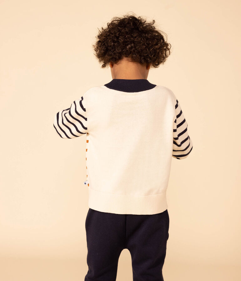 Unisex children's cotton Breton jumper Ecru/multicolor