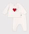 Jacquard heart-patterned knitted outfit for babies red/red