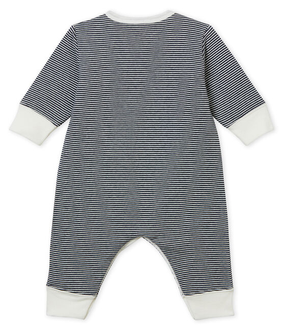 Baby Boys' Tube-Knit Footless Sleepsuit SMOKING blue/MARSHMALLOW white