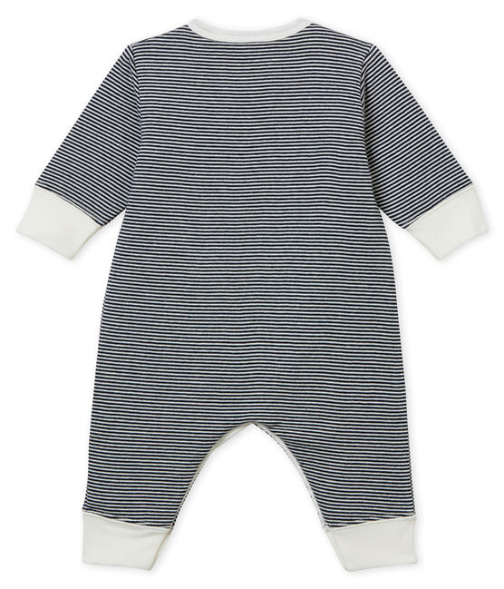 Baby Boys' Tube-Knit Footless Sleepsuit SMOKING blue/MARSHMALLOW white