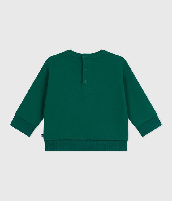 Babies' Petit Bateau embroidered cotton sweatshirt EVERGREEN green