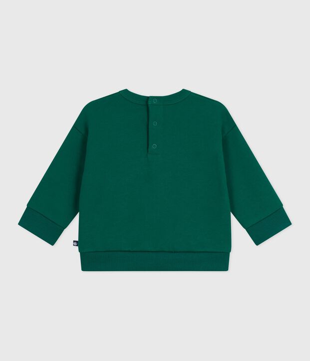 Babies' Petit Bateau embroidered cotton sweatshirt green