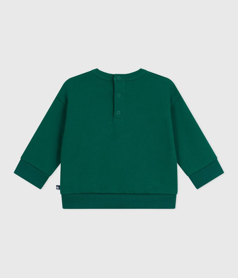 Babies' Petit Bateau embroidered cotton sweatshirt EVERGREEN green