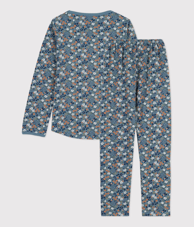 Girls' Floral Cotton Pyjamas blue/multicolor