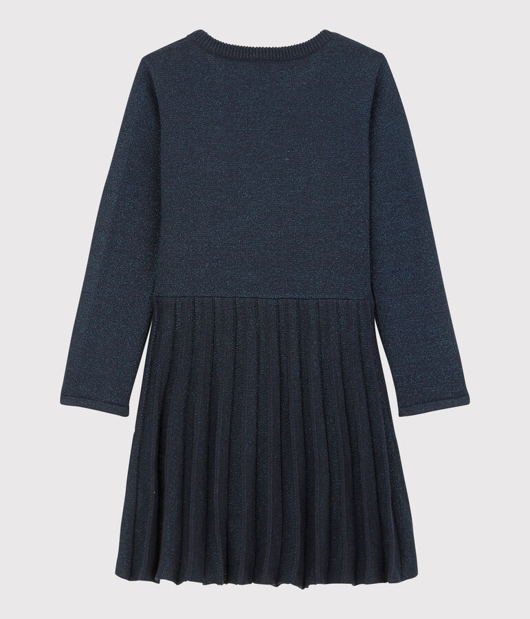Girls' Long-Sleeved Cotton Dress SMOKING BRILLANT blue