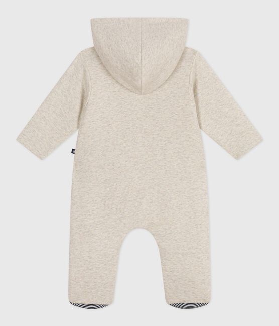 Babies' plain padded playsuit with a hood and feet MONTELIMAR CHINE beige