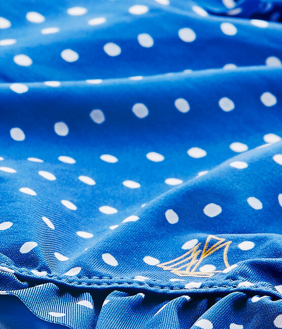 Baby girl's polka dot swimsuit PERSE blue/MARSHMALLOW white