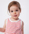 Babies' short stripy cotton jumpsuit MARSHMALLOW red/SPI