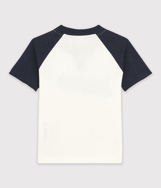 Boys' Short-Sleeved Jersey T-Shirt MARSHMALLOW white/SMOKING blue