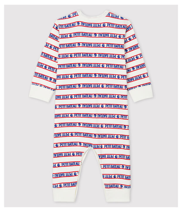 Petit Bateau Babies' Footless Cotton Sleepsuit white/multicolor
