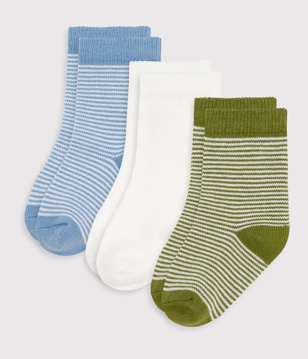 Babies' pinstriped cotton socks - 3-Pack multicolor