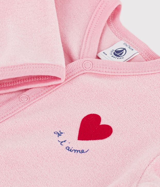 Babies' plain velour pyjama suit with a placed design CHARMI