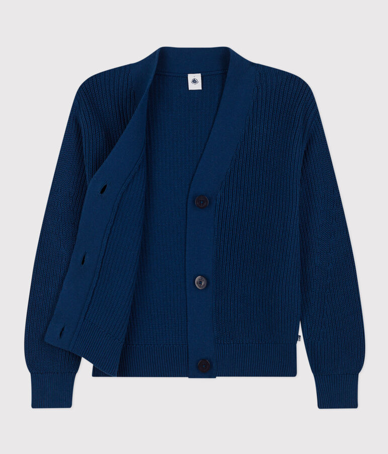 Women's Fisherman's Rib Cotton Cardigan INCOGNITO blue