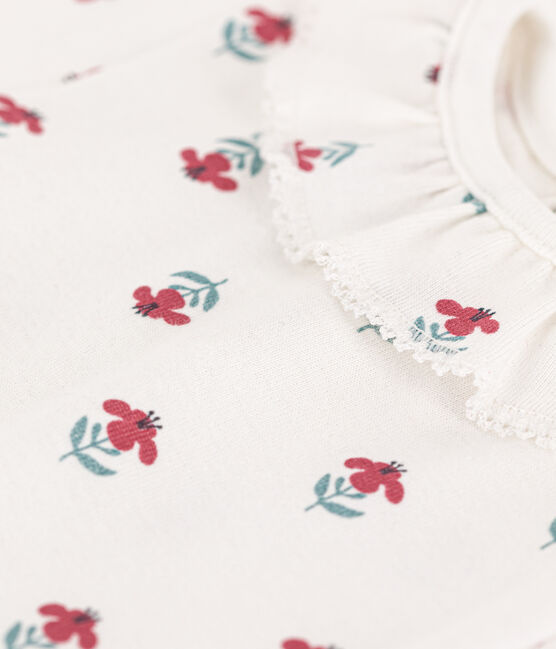 Babies' Short-Sleeved Cotton Floral Print Bodysuit MARSHMALLOW white/MULTICO white