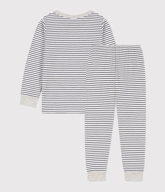 Children's Unisex Striped Tube Knit Pyjamas MARSHMALLOW white/SMOKING blue