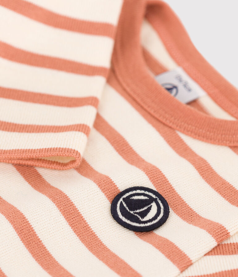 Babies' Thick Jersey Breton Top Ecru/pink