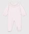 Babies' plain velour pyjama suit with a ruff and a back opening BARELY