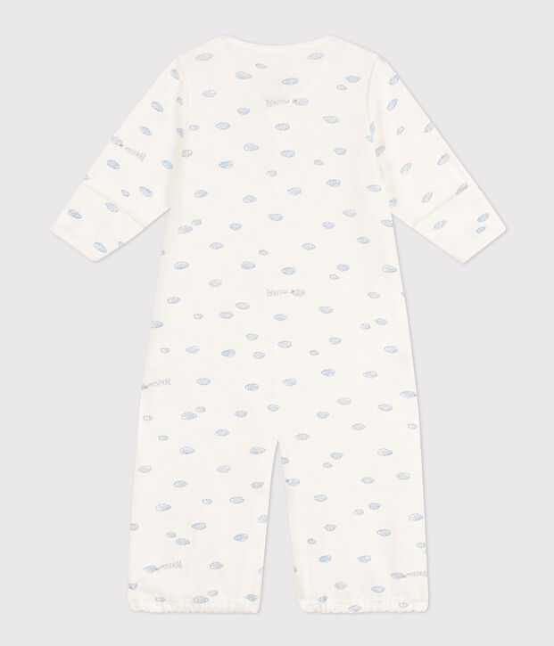 Cotton Jumpsuit/Sleeping Bag white/blue