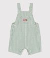 Babies' short-legged stripy cotton/linen dungarees