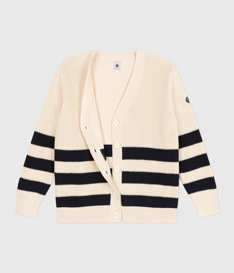 Women's stripy cotton cardigan AVALANCHE white/SMOKING blue