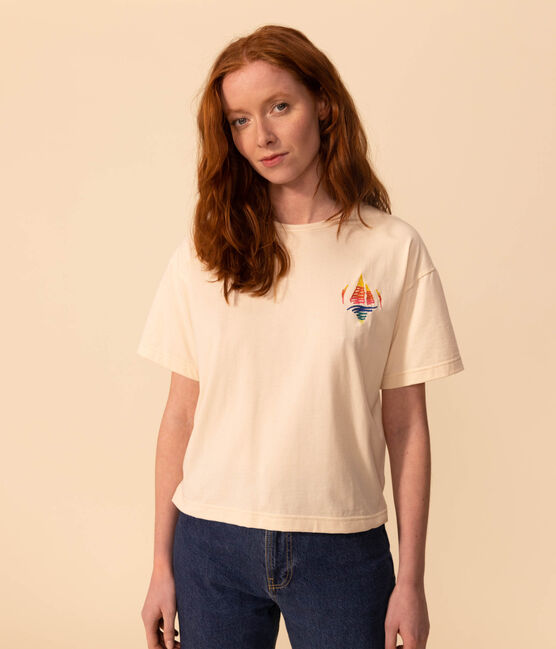 Women's Boxy Cotton T-Shirt AVALANCHE Ecru