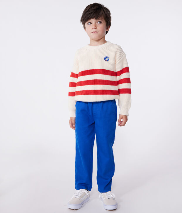 Children's stripy cotton jumper red/red