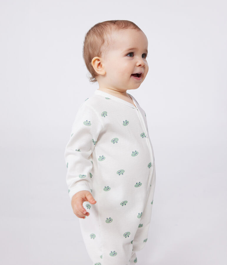 Babies' frog pattern cotton pyjamas white/multicolor